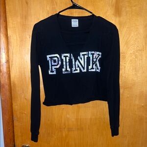 PINK Black Cutout Long Sleeve Tee